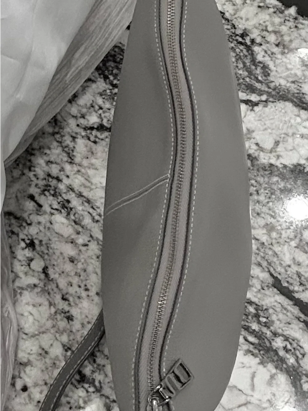 Coach Gray Leather Shoulder Bag with Silver-Tone Logo